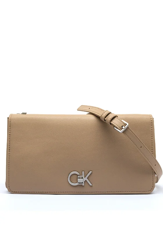 Calvin Klein Re-Lock Double Crossbody Bag, Silver Mink