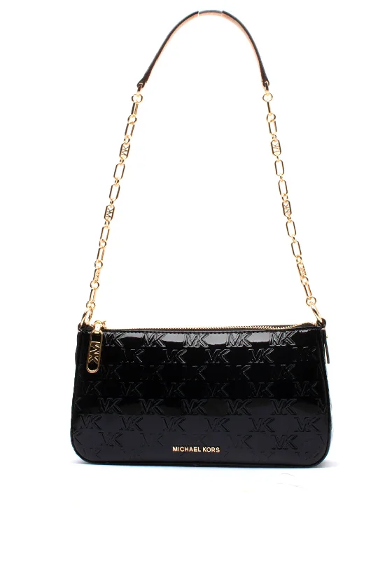 MICHAEL Michael Kors Empire Patent Chain Link Pochette, Black