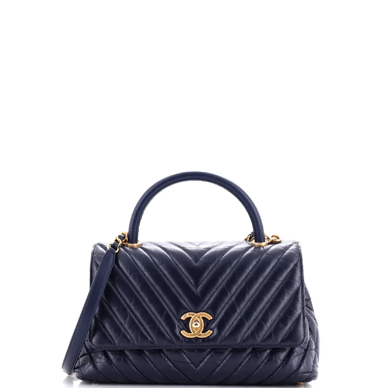 Coco Top Handle Bag Chevron Calfskin Small