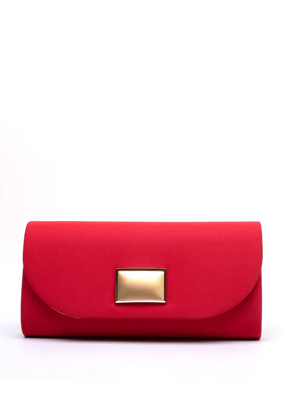 Sorento Johnstown Gold Button Clutch Bag, Red