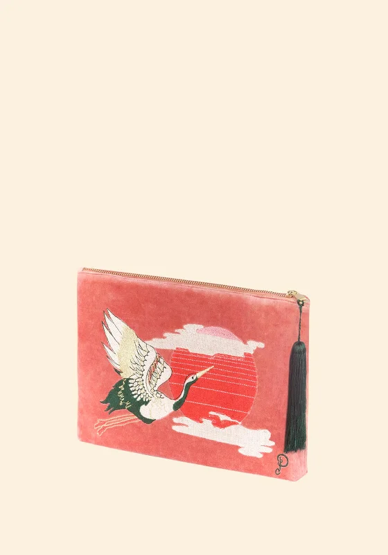 Powder Velvet Zip Crane at Sunrise Pouch, Petal