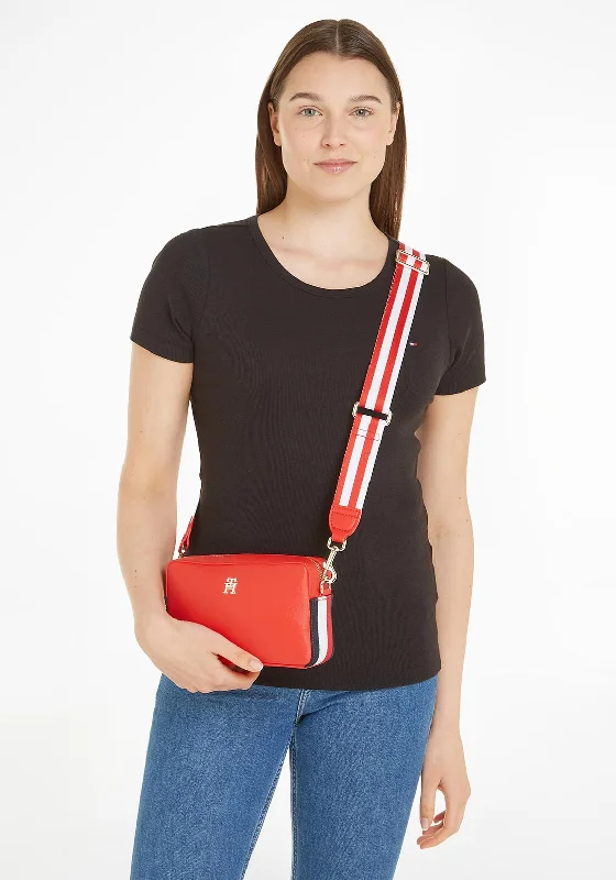 Tommy Hilfiger Essential Signature Tape Camera Crossbody Bag, Fierce Red