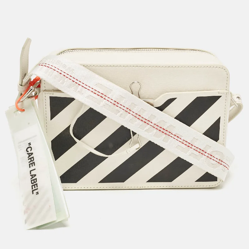 Off-White White/black Leather Diag Camera Bag