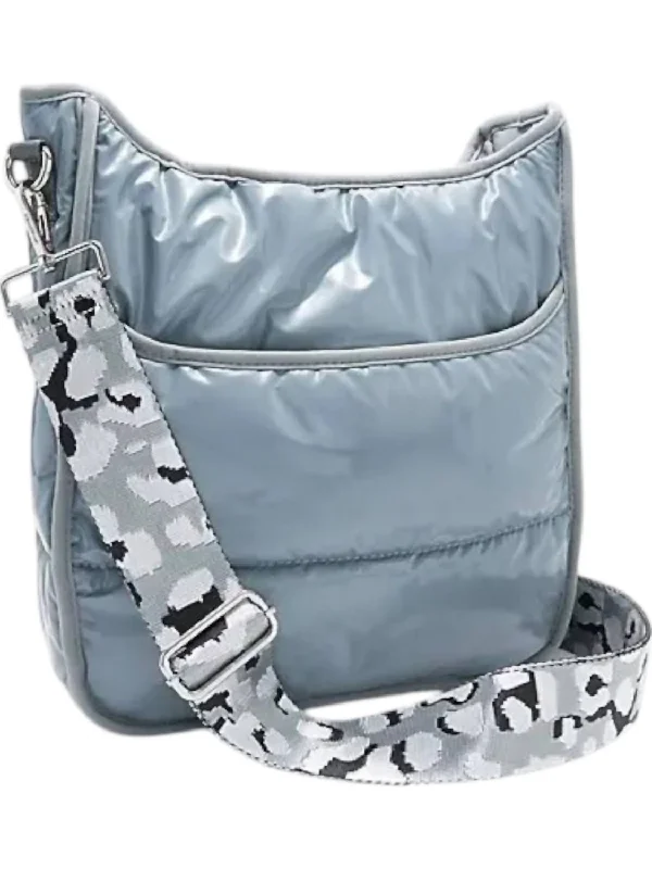 Women's Liquid Puffy Crossbody Bag In Nylon Grey