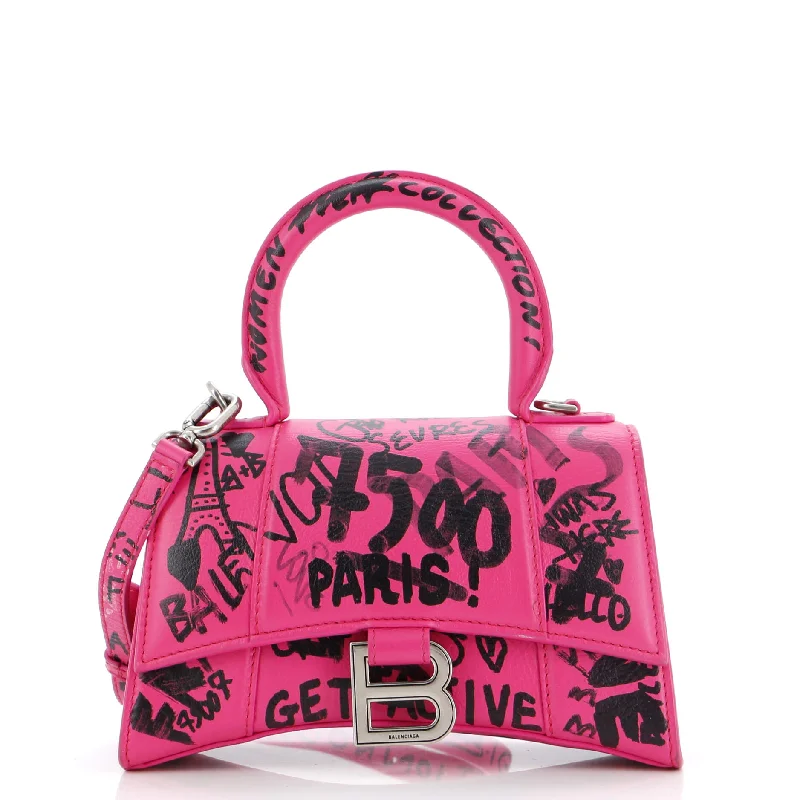 Graffiti Hourglass Top Handle Bag Leather XS