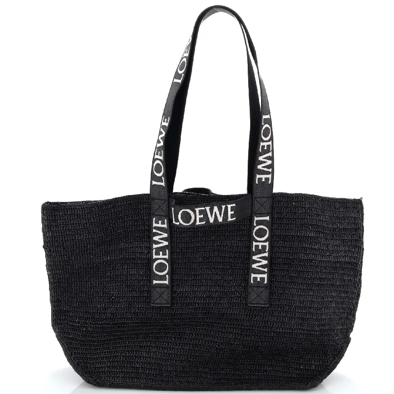 Fold Logo Strap Tote Raffia Large