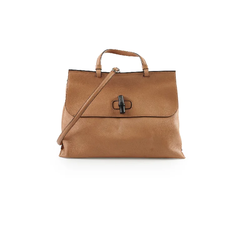 Gucci Large Beige Bamboo Leather Bag