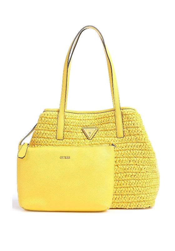 Guess Vikky Woven Medium Tote, Yellow