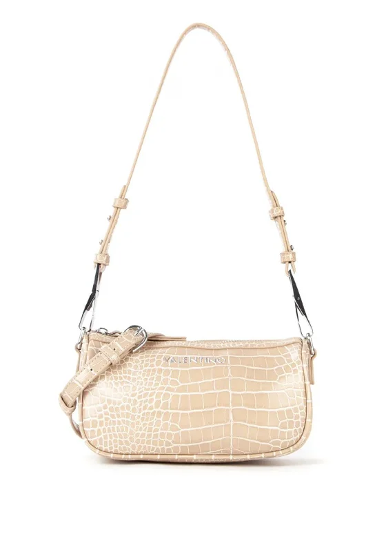 Valentino Conscious Faux Croc Print Shoulder Bag, Beige