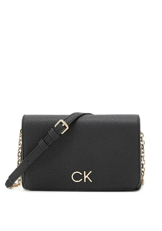 Calvin Klein Re-Lock Flap Over Shoulder Bag, Black