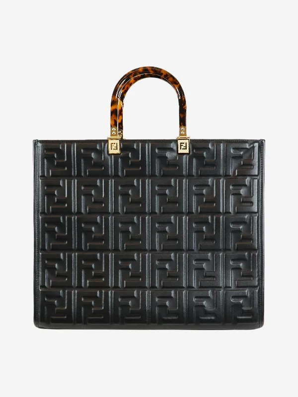 Black FF embossed 2way tote bag