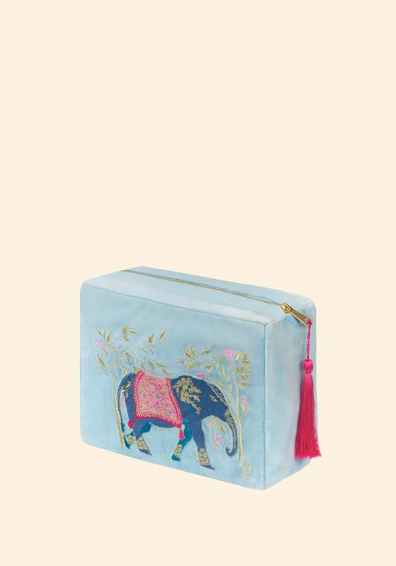 Powder Elephant Velvet Vanity Bag, Cornflower