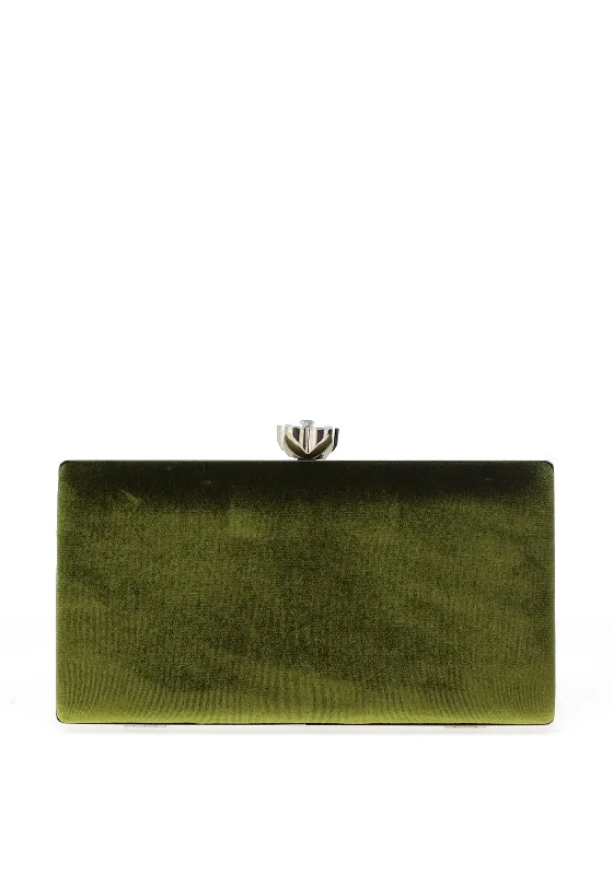 Menbur Diamante Floral Clasp Clutch Bag, Apple Green