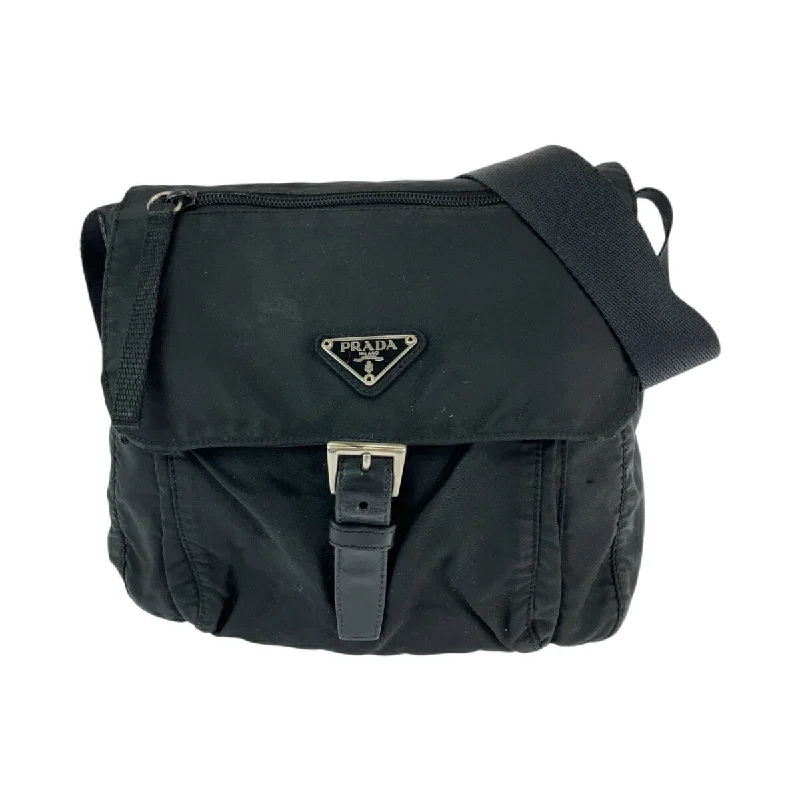 Prada Nylon Tessuto Logo Plate Shoulder Bag