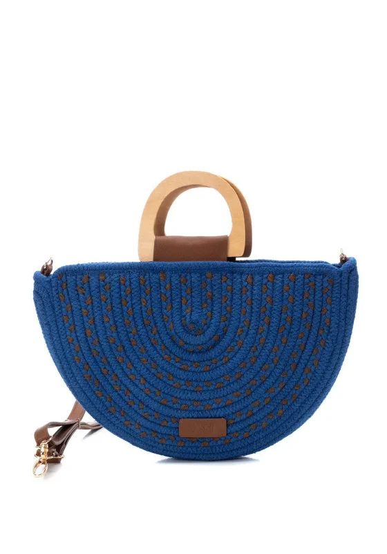 Xti Weaved Crescent Medium Satchel Bag, Jeans