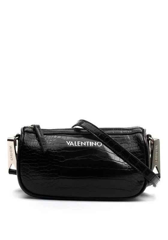 Valentino Conscious Faux Croc Print Shoulder Bag, Black