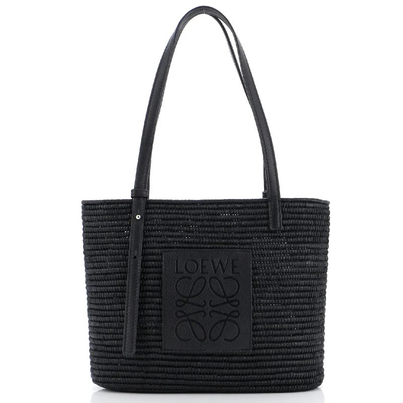 Square Basket Tote Woven Raffia Small