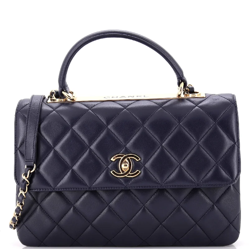 Trendy CC Top Handle Bag Quilted Lambskin Medium