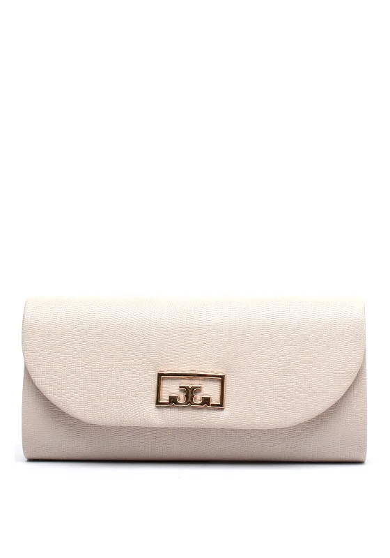 Sorento Monart Gold Broch Clutch Bag, Pearl