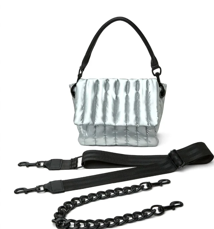 Bar Bag In Silver Liquid/hematite