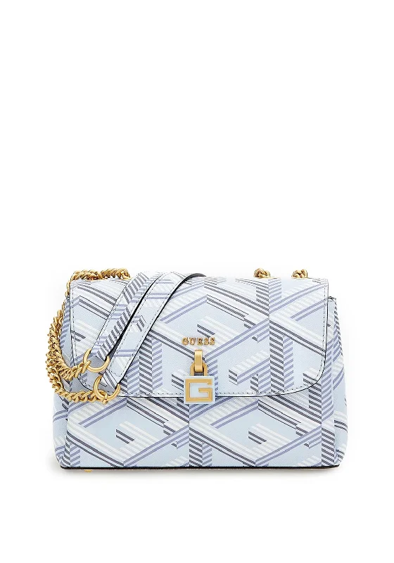 Guess Montreal Logo Flap Over Shoulder Bag, Ice Blue