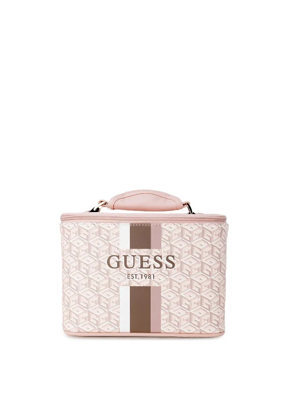 Guess Wilder Travel Vanity Case, Pale Rose Logo