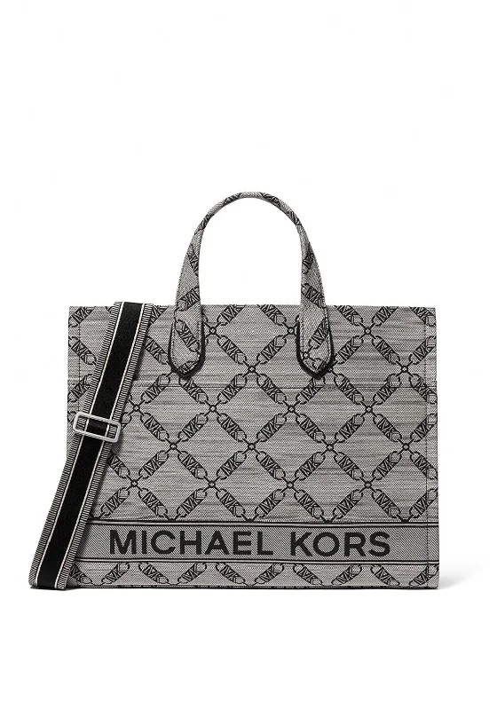 MICHAEL Michael Kors Large Gigi Empire Logo Jacquard Tote Bag, Black