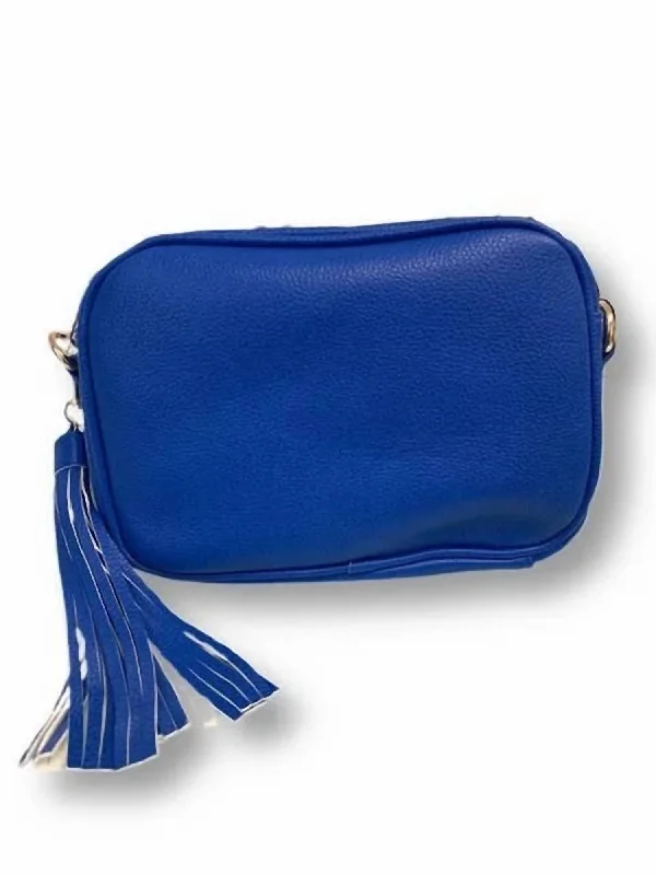 Women's Pebbled Zip Top Tassel Bag In Royal Blue