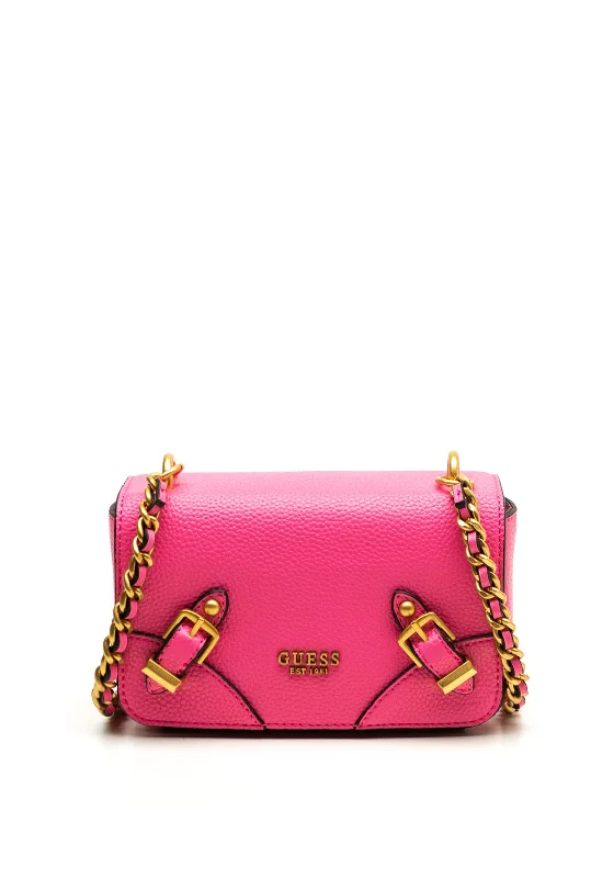 Guess Didi Mini Pebbled Faux Leather Flap Over Crossbody Bag, Watermelon