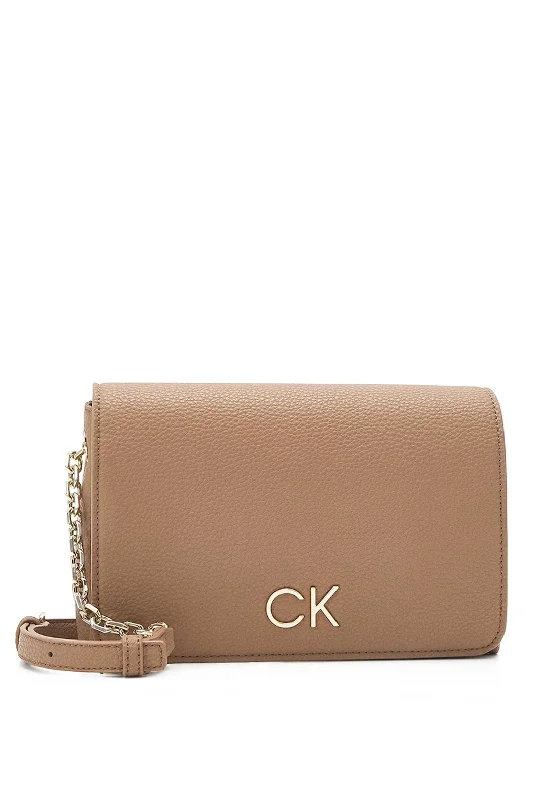 Calvin Klein Re-Lock Flap Shoulder Bag, Safari Canvas