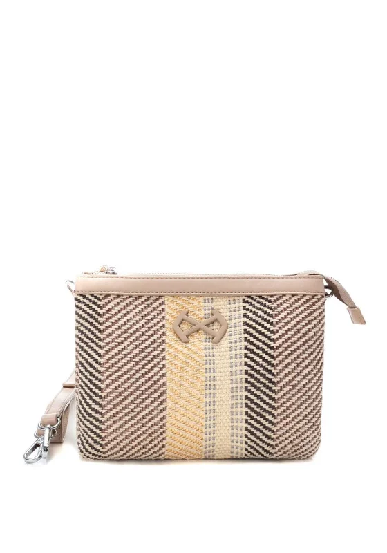 XTI Weaved Rafia Small Crossbody Bag, Beige