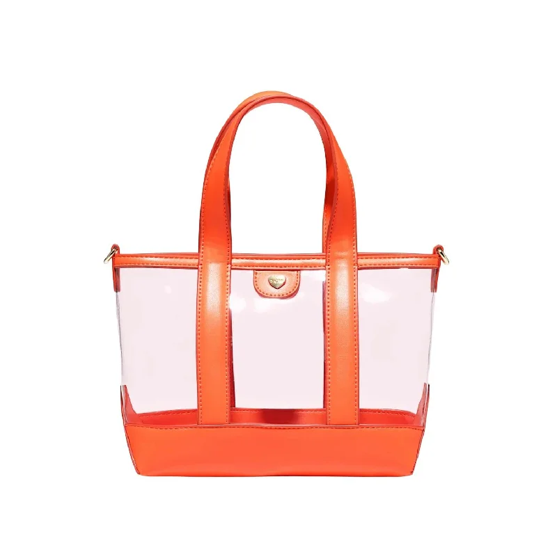 Women's Clear Micro Tote Stadium Bag In Orange