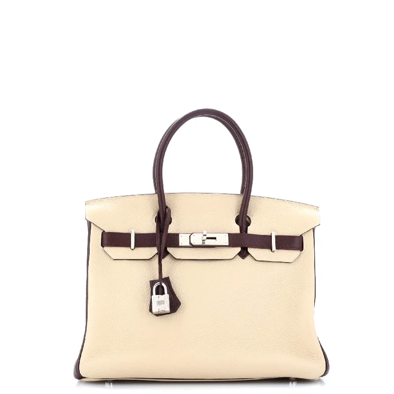 Birkin Handbag Bicolor Togo with Palladium Hardware 30