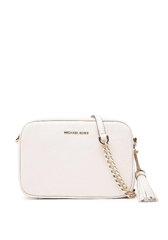 MICHAEL Michael Kors Camera Bag Leather Crossbody Bag, Optic White