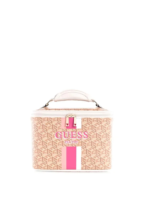 Guess Wilder Travel Vanity Case, Taupe Logo