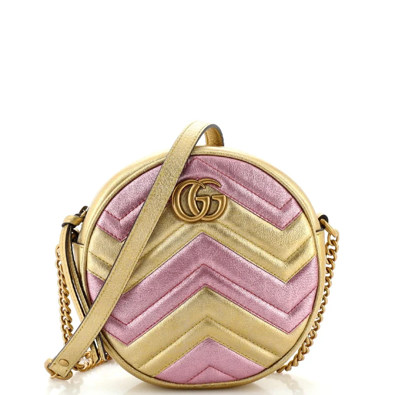 GG Marmont Round Shoulder Bag Matelasse Leather Mini