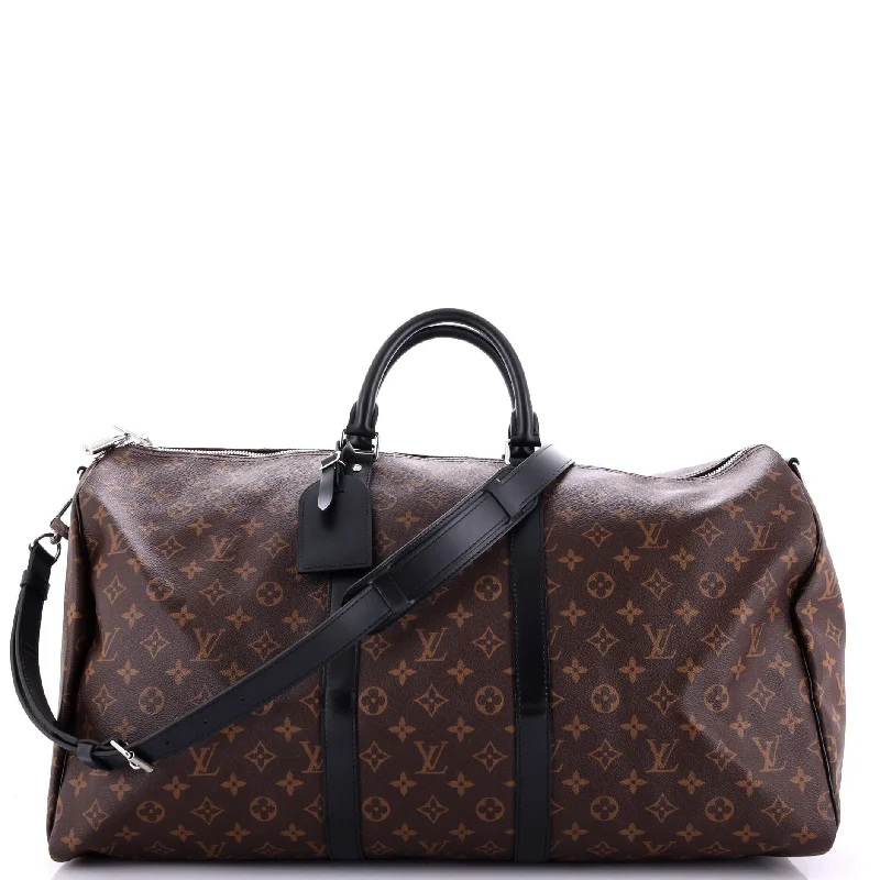 Keepall Bandouliere Bag Macassar Monogram Canvas 55