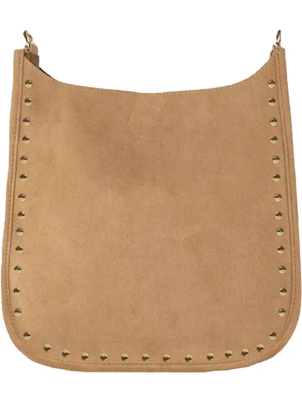 Women's Classic Studded Messenger Bag In Camel