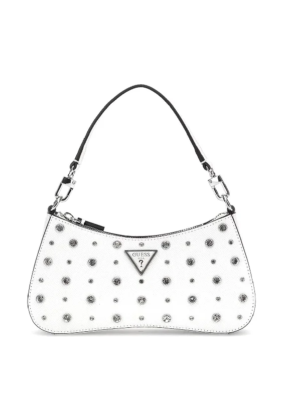 Guess Liona Saffiano Mini Shoulder Bag, White