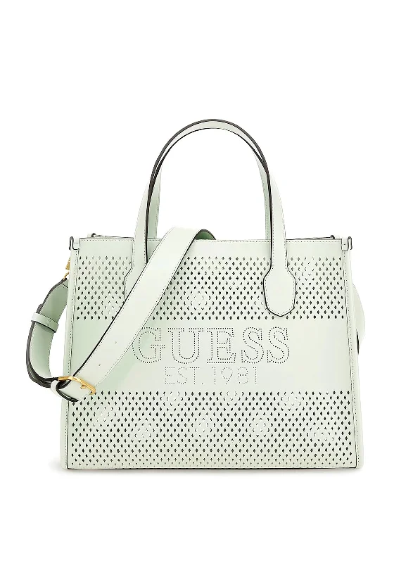 Guess Katey Perforated Medium Tote Bag, Mint