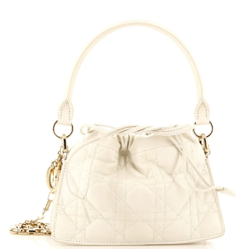 Milly Drawstring Chain Bag Cannage Quilt Lambskin Mini