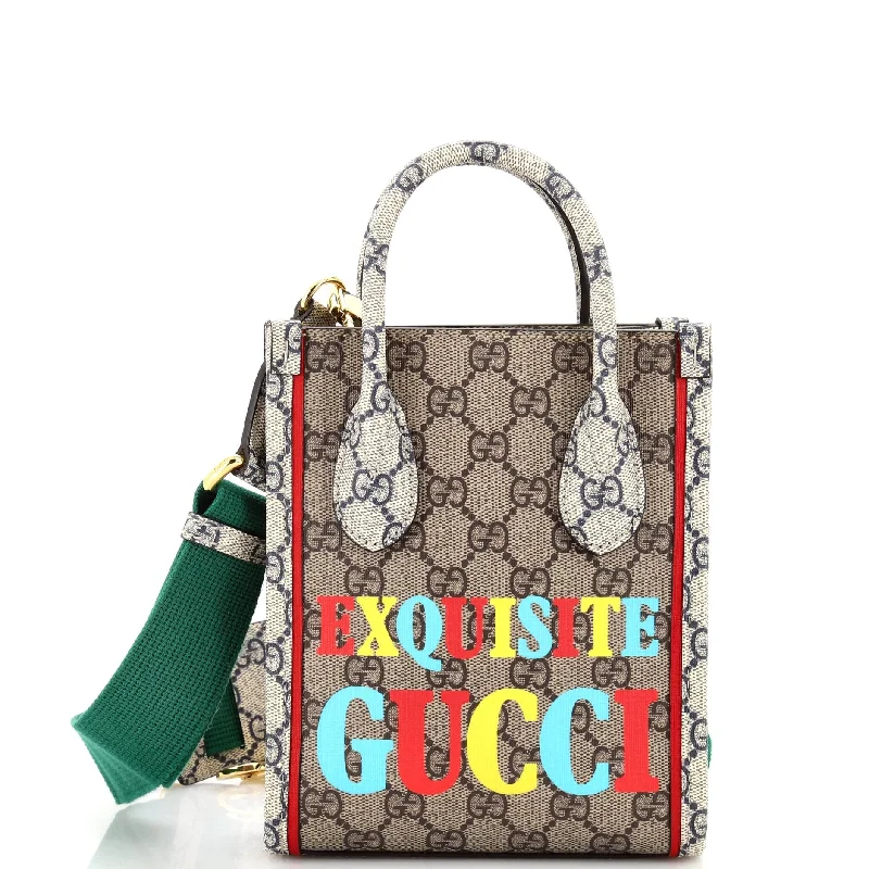 Exquisite Vertical Tote Printed GG Coated Canvas Mini