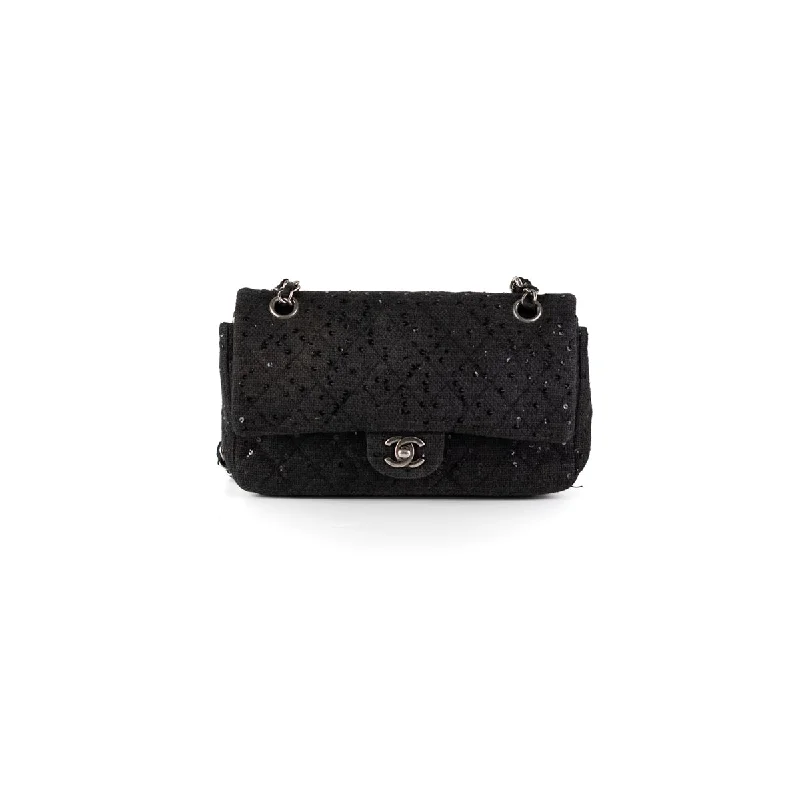 Chanel Quilted Sequins Tweed Flap Bag