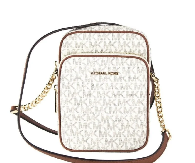 Michael Kors Jet Set Medium ivory PVC North South Chain Crossbody Women's Handbag