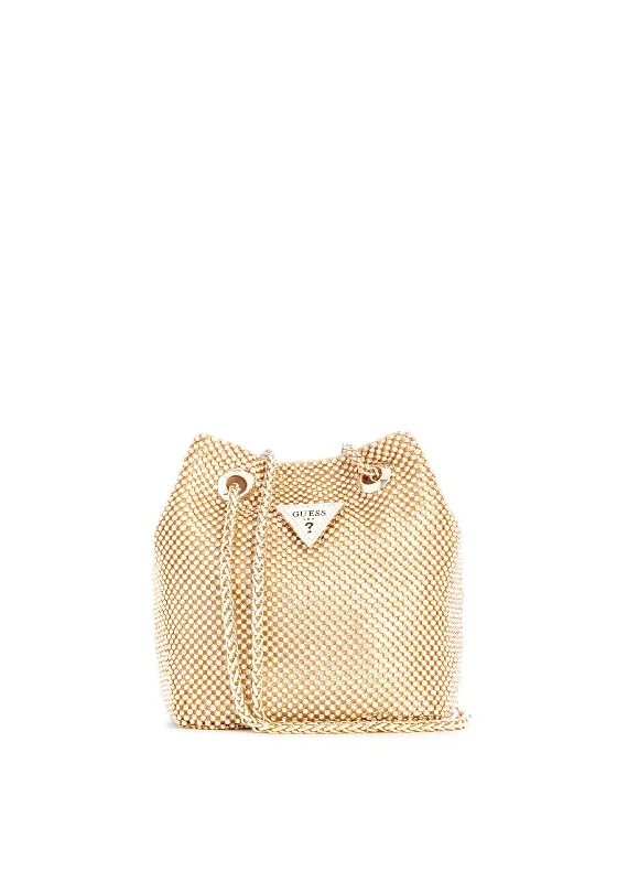 Guess Lua Rhinestone Mini Bucket Bag, Gold