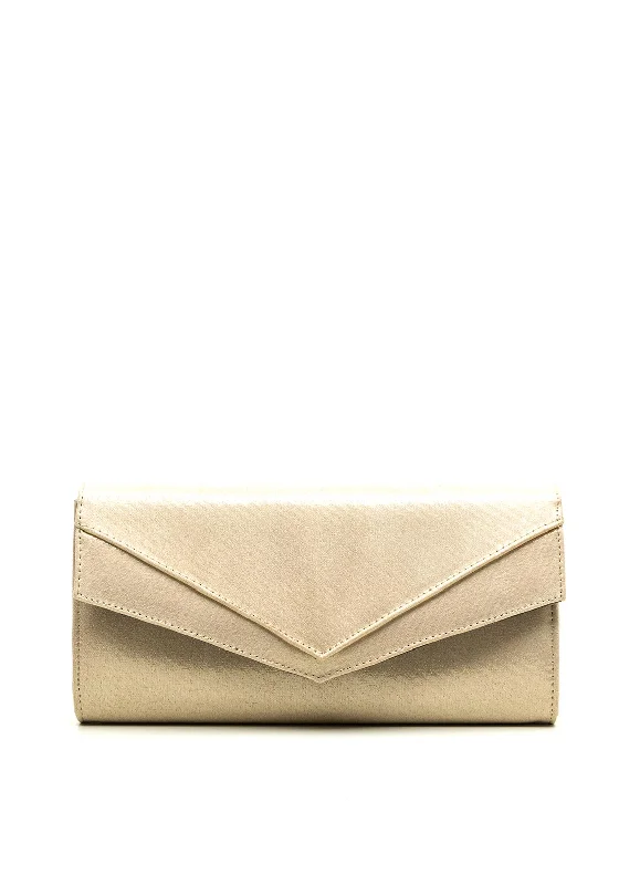 Pomares Envelope Shimmer Clutch Bag, Gold