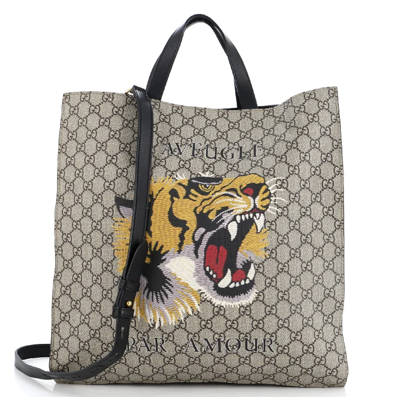 Convertible Soft Open Tote Printed GG Coated Canvas Tall