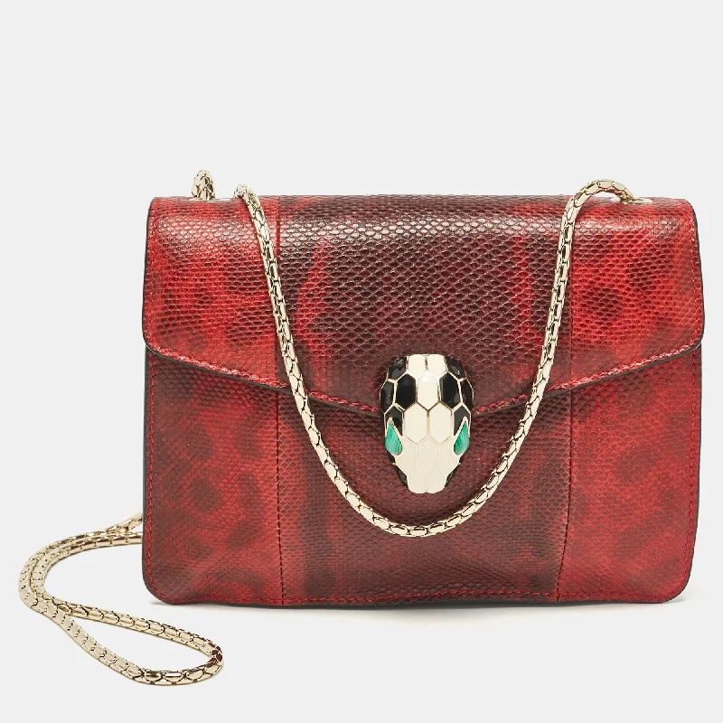 Bvlgari Red/black Karung Leather Serpenti Forever Crossbody Bag