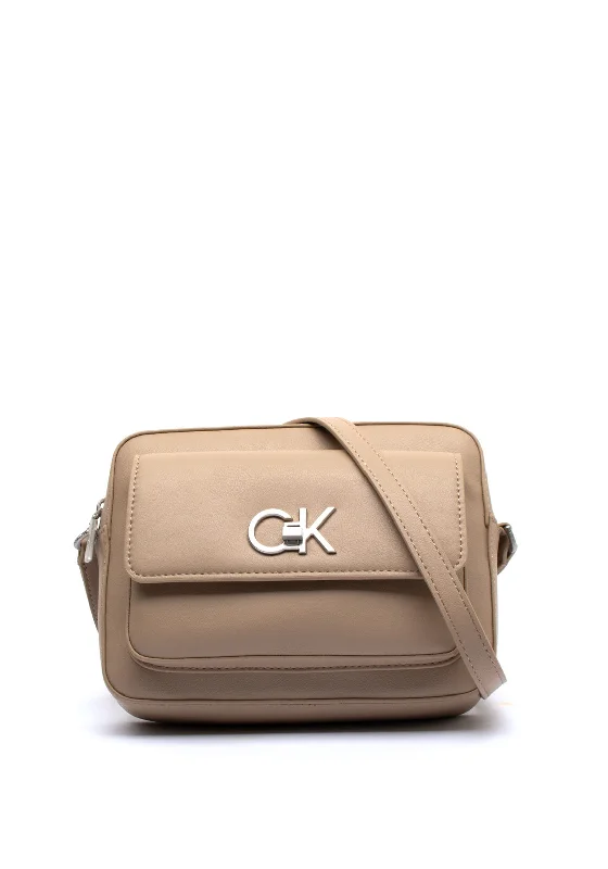 Calvin Klein Re-Lock Camera Crossbody Bag, Silver Mink