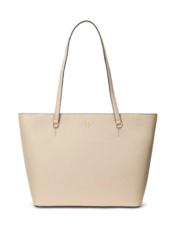 Ralph Lauren Karly Crosshatch Leather Tote, Sand